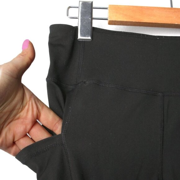 Kyodan Crop Leggings Side Pockets Stretch Yoga Capris Pants Black - Picture 3 of 6